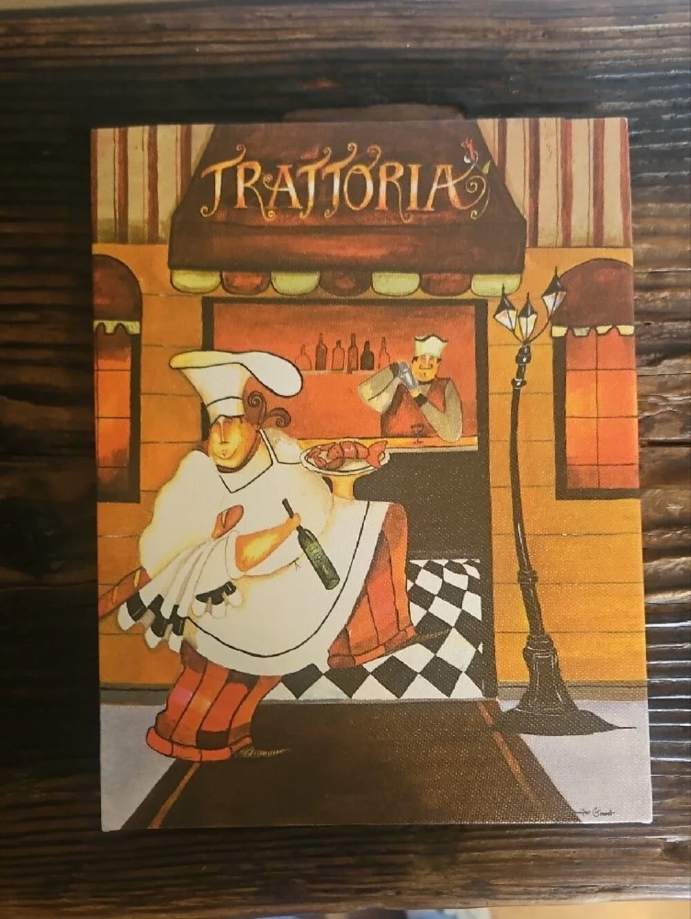 Cafe & Trattoria Decorative Wall Art Set - Rustic Chef Prints in Brown and Tan